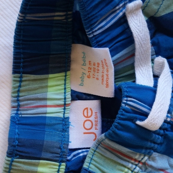 joe fresh summer plaid lightweight cotton pull-on shorts 6-12 months baby boy - Picture 2 of 5